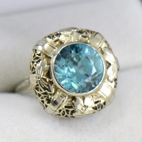 Art Deco 5ct round Blue Zircon Ring with pillow shaped filigree bezel 6.JPG