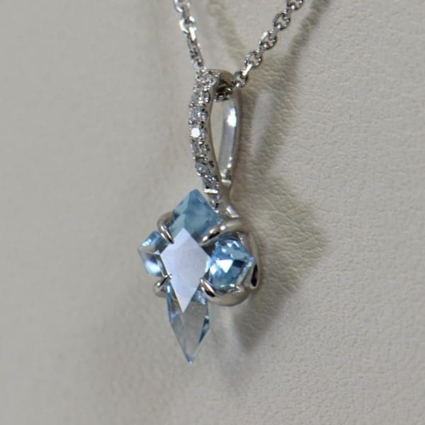 aquamarine cross necklace in white gold 2