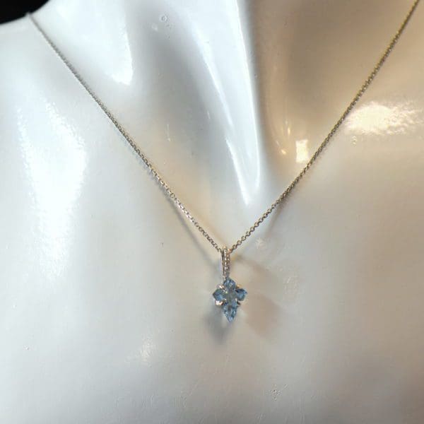 aquamarine cross necklace in white gold 3