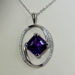 arizona amethyst and diamond swirl pendant in white gold 2