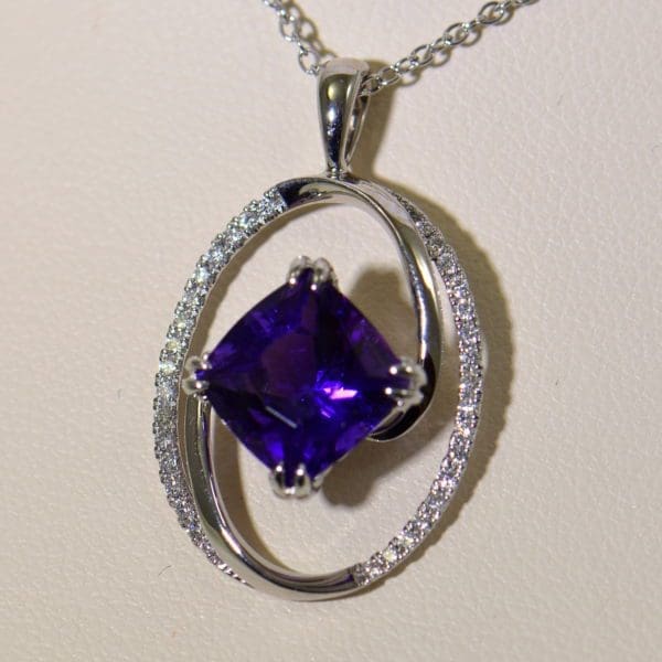 arizona amethyst and diamond swirl pendant in white gold 5