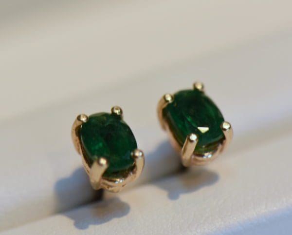 custom mens emerald wedding ring made from grandma s earrings before pic.JPG
