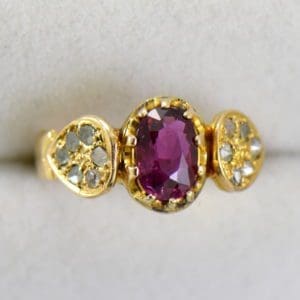 victorian ruby and rose cut diamond yellow gold ring 2.JPG