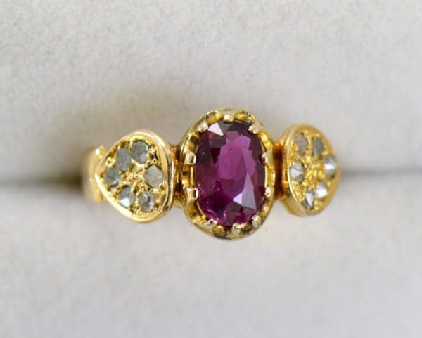 victorian ruby and rose cut diamond yellow gold ring 2.JPG