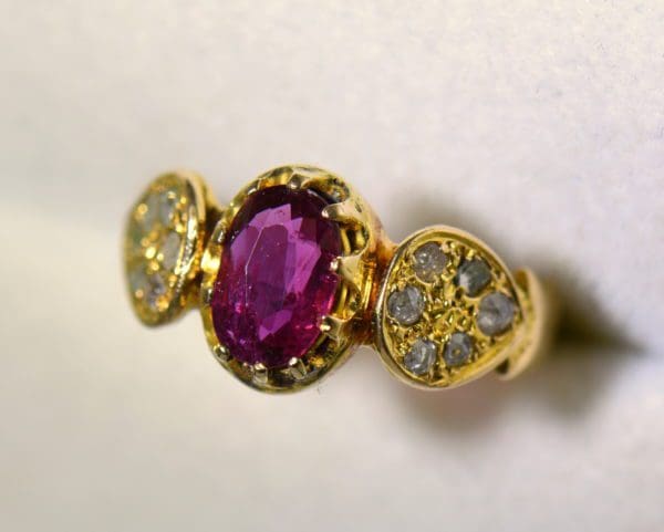 victorian ruby and rose cut diamond yellow gold ring 5.JPG