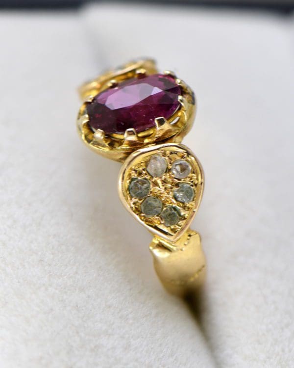 victorian ruby and rose cut diamond yellow gold ring 6.JPG