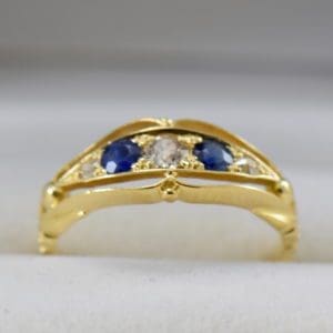 antique 18k british wedding ring with sapphires and old euro cut diamonds 5.JPG