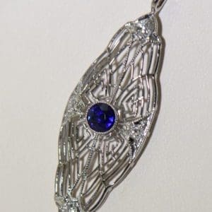 art deco platinum sapphire pendant with diamond accents 3.JPG