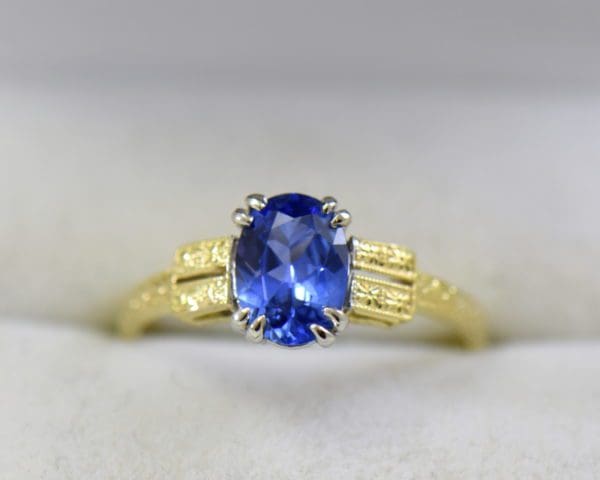 art deco yellow gold engagement ring with oval blue sapphire.JPG