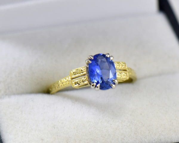 art deco yellow gold engagement ring with oval blue sapphire 2.JPG
