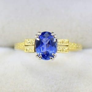 art deco yellow gold engagement ring with oval blue sapphire 4.JPG