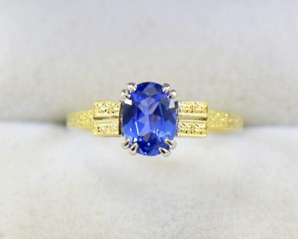 art deco yellow gold engagement ring with oval blue sapphire 4.JPG
