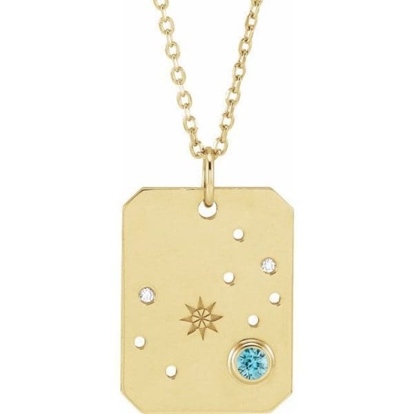 birth month constellation and birthstone pendant