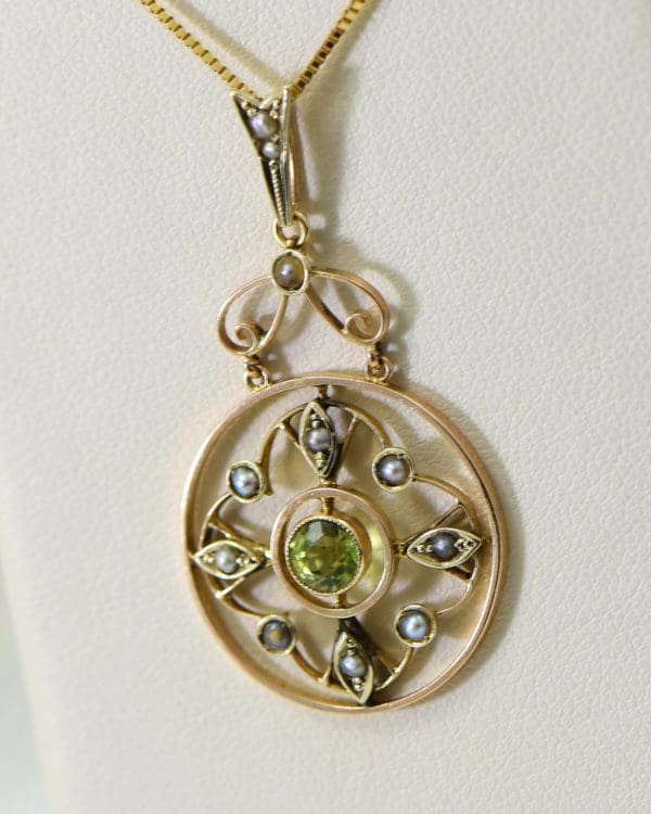 antique british 9k rose gold peridot lavalier pendant.JPG