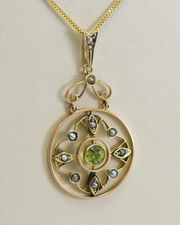 antique british 9k rose gold peridot lavalier pendant 2.JPG
