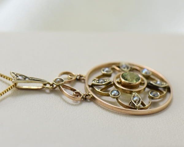 antique british 9k rose gold peridot lavalier pendant 4.JPG
