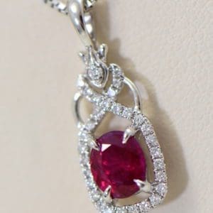 burmese ruby and diamond halo pendant in white gold 4.JPG