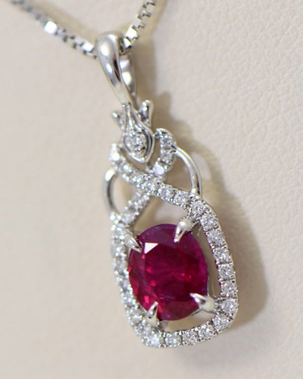 burmese ruby and diamond halo pendant in white gold 4.JPG