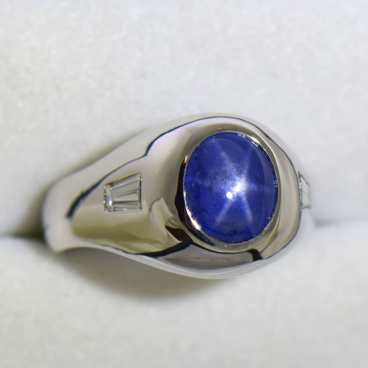 Custom Mens Ring with Burmese Blue Star Sapphire