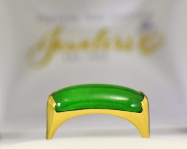 estate 18k yellow gold saddle ring with fine green jadeite jade 3.JPG