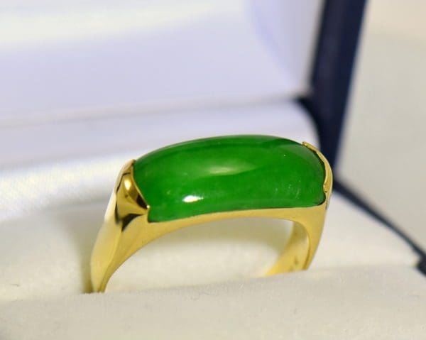 estate 18k yellow gold saddle ring with fine green jadeite jade 6.JPG