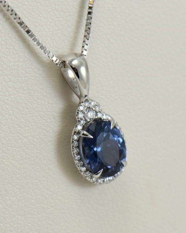 natural steely blue spinel and diamond pendant 2.JPG