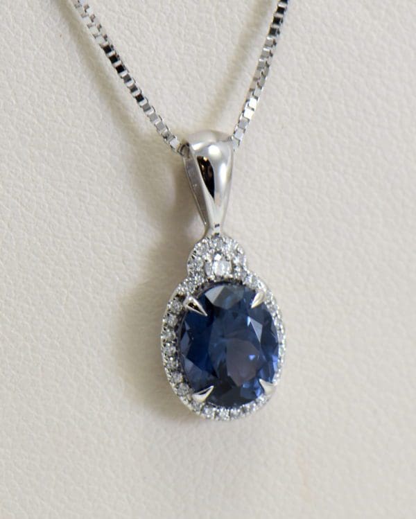 natural steely blue spinel and diamond pendant 4.JPG