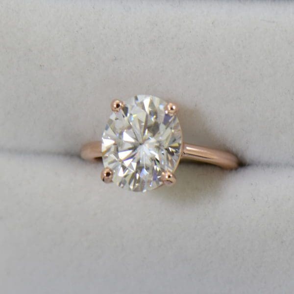 rose gold moissanite solitaire ring with 3ct oval colorless moissanite 6.JPG