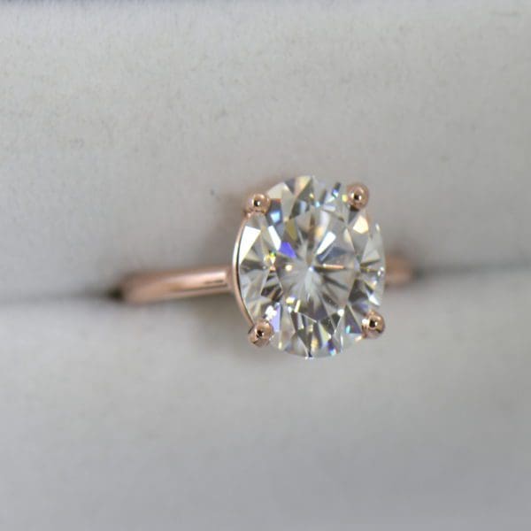 rose gold moissanite solitaire ring with 3ct oval colorless moissanite 7.JPG