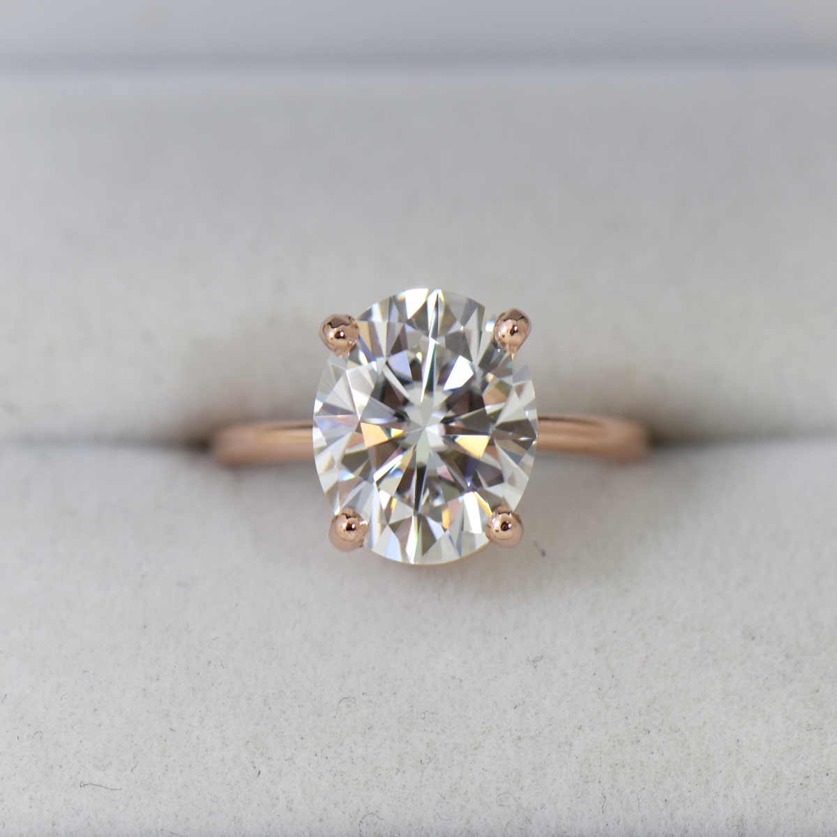 rose gold moissanite solitaire ring with 3ct oval colorless moissanite 9.JPG