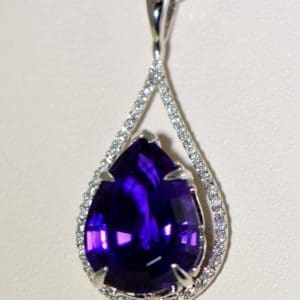 siberian amethyst pear shape set into diamond frame pendant 6.JPG