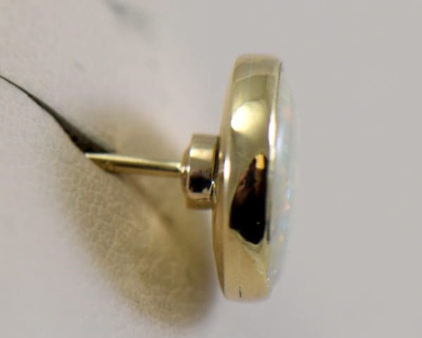 vintage australian opal stud earrings in milgrained yellow gold bezels 2.JPG