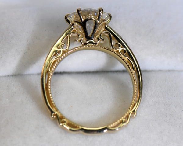 custom design gold solitaire with round moissanite vintage inspired 3.JPG
