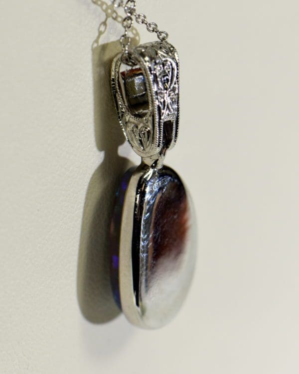 custom white gold pendant with black crystal opal teal violet color 2.JPG