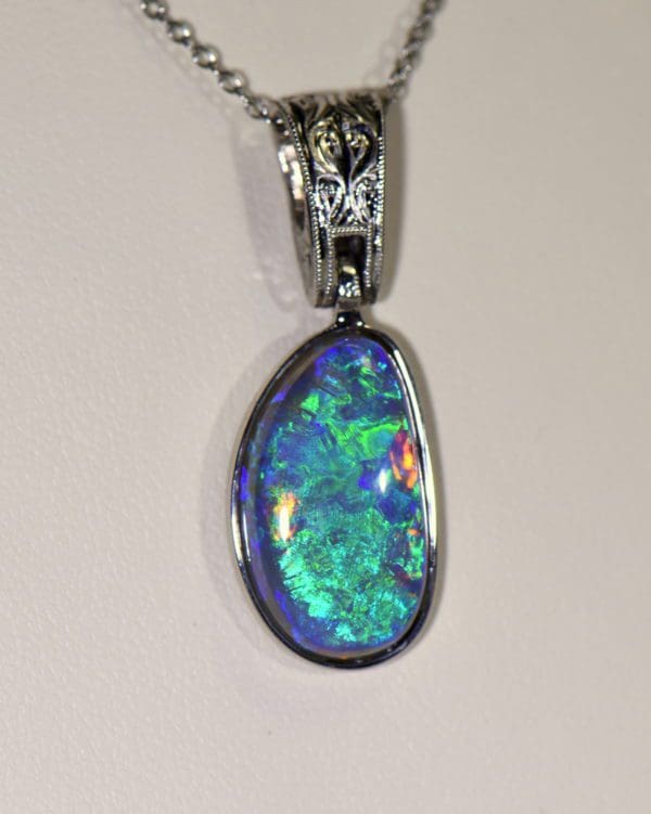 custom white gold pendant with black crystal opal teal violet color 3.JPG
