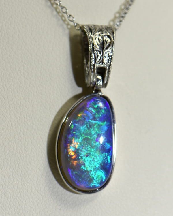 custom white gold pendant with black crystal opal teal violet color 4.JPG