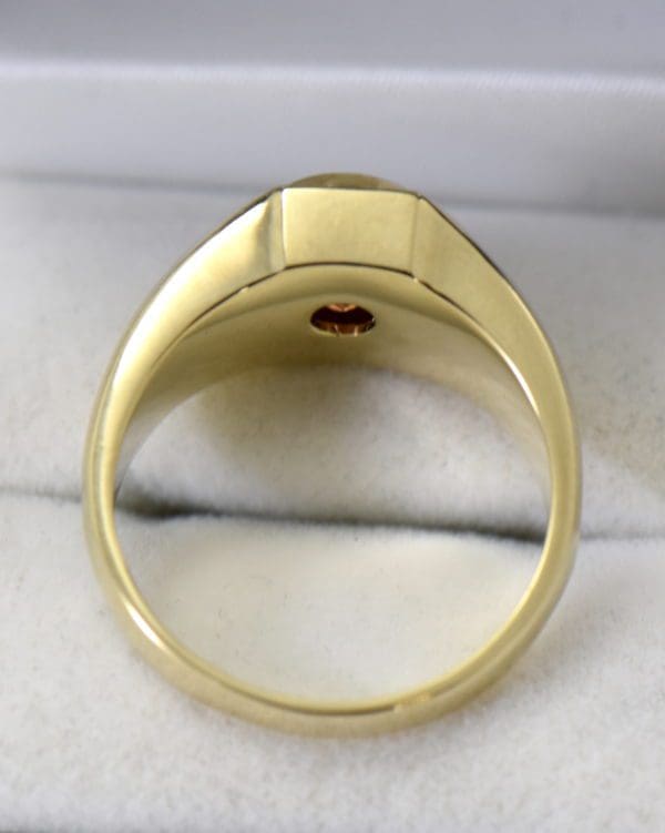 estate gents ring with oval spessartite garnet in yellow gold 3.JPG