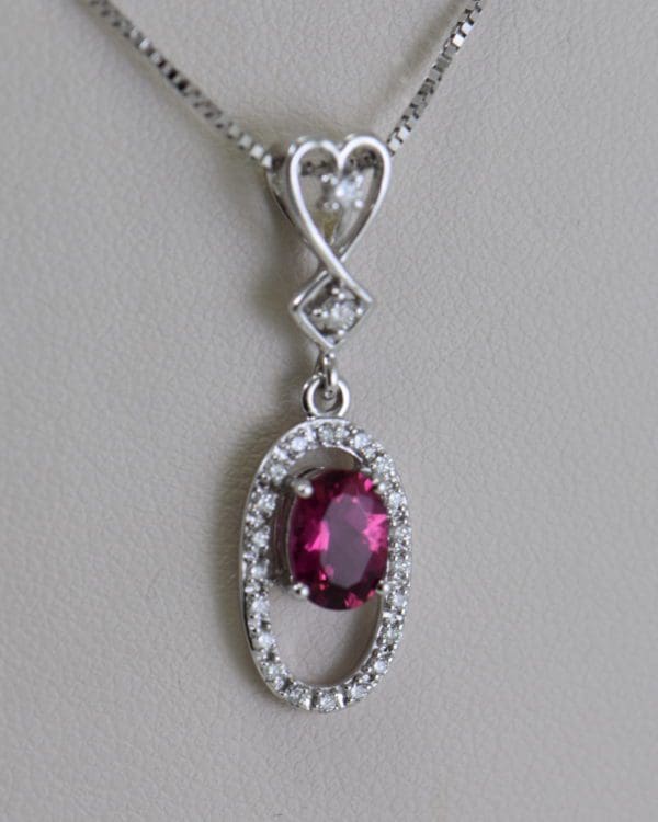 estate rubellite pink tourmaline and diamond halo pendant 3.JPG