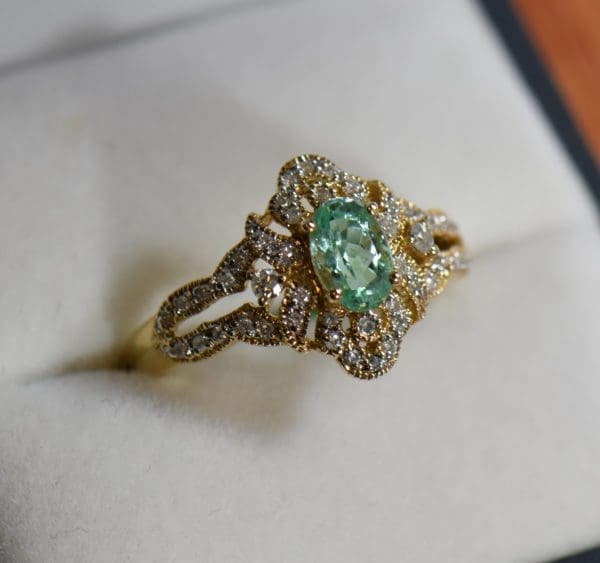 mozambique paraiba tourmaline and diamond filigree ring 5
