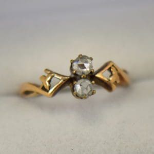 rose gold Jugendstil diamond ring with rose cut diamonds and leaf design.JPG