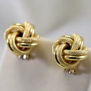 vintage yellow gold omega back love knot earrings large size 2.JPG