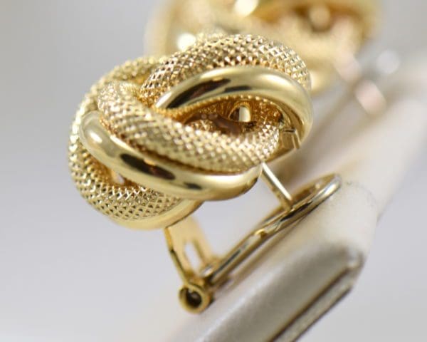 vintage yellow gold omega back love knot earrings large size 3.JPG