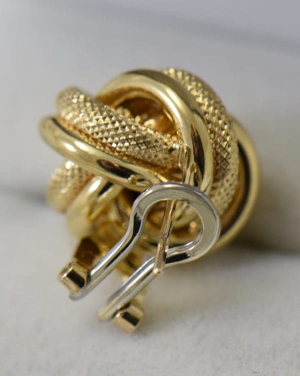 vintage yellow gold omega back love knot earrings large size 5.JPG
