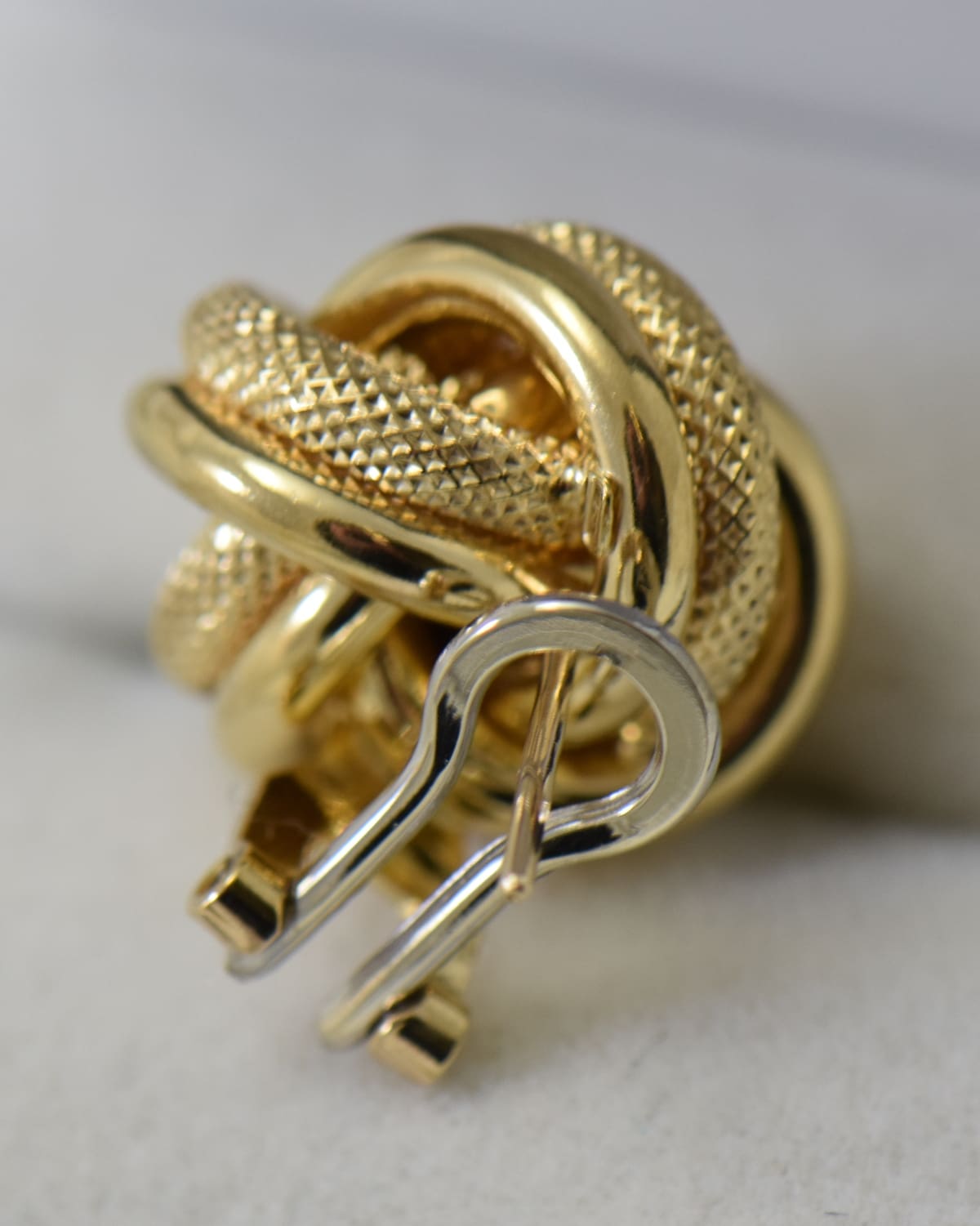 Vintage Yellow Gold Love Knot Earrings with Omega Backs