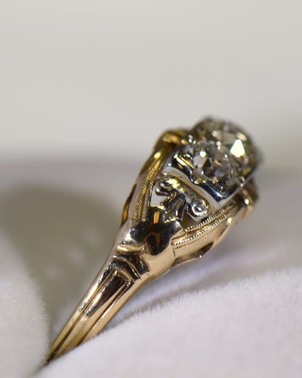 art deco two stone die struck yellow gold ring 3.JPG