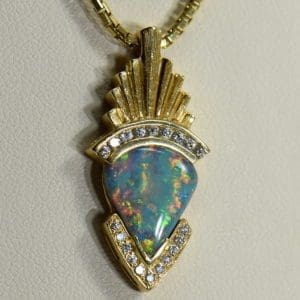 custom retro inspired black opal diamond pendant in 18k gold.JPG