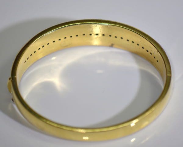 estate solid gold cuff bracelet with diamonds and black enamel 4.JPG