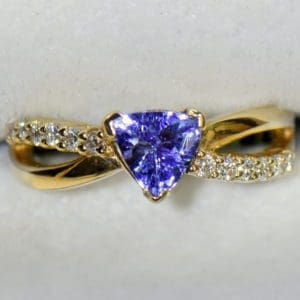 estate trillion tanzanite crossover ring in yellow gold 4.JPG