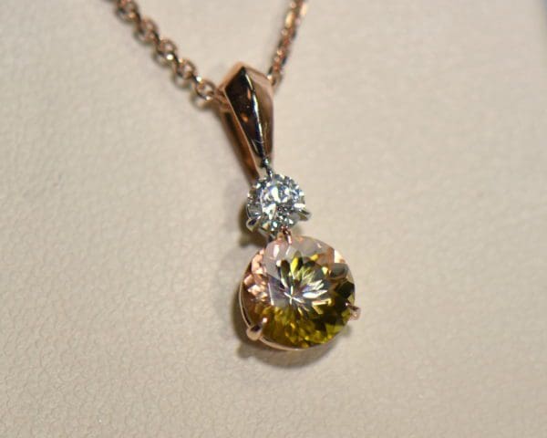 rose gold pendant with round bicolor tourmaline 4