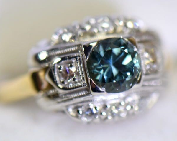 teal montana sapphire vintage engagement ring palladium and gold 7.JPG